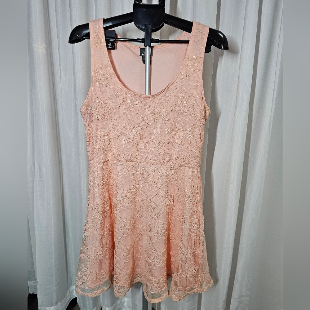 Dots Pink Fit and Flare Sundress Scoop Neck